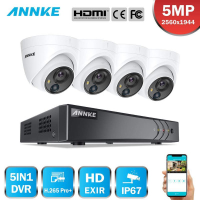 ANNKE 8CH 5MP Security Camera System 5MP Lite 5IN1 H.265+ DVR With 4PCS 5MP PIR HD EXIR Dome Weatherproof Surveillance CCTV Kit